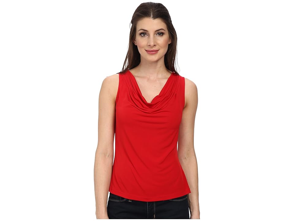 

Calvin Klein Solid Drape Neck Cami (Red) Women's Sleeveless