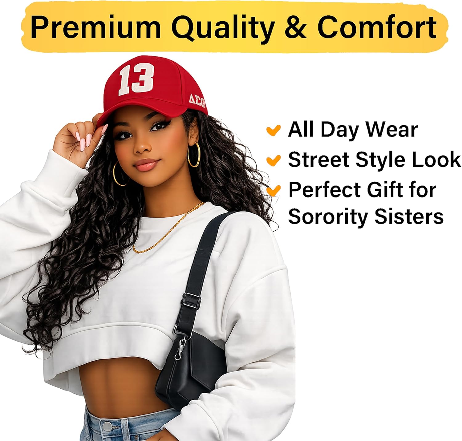 Delta Sigma Theta Inspired Design Embroidered Baseball Cap, Number 13 Adjustable Strap Curved Brim Streetwear Hat