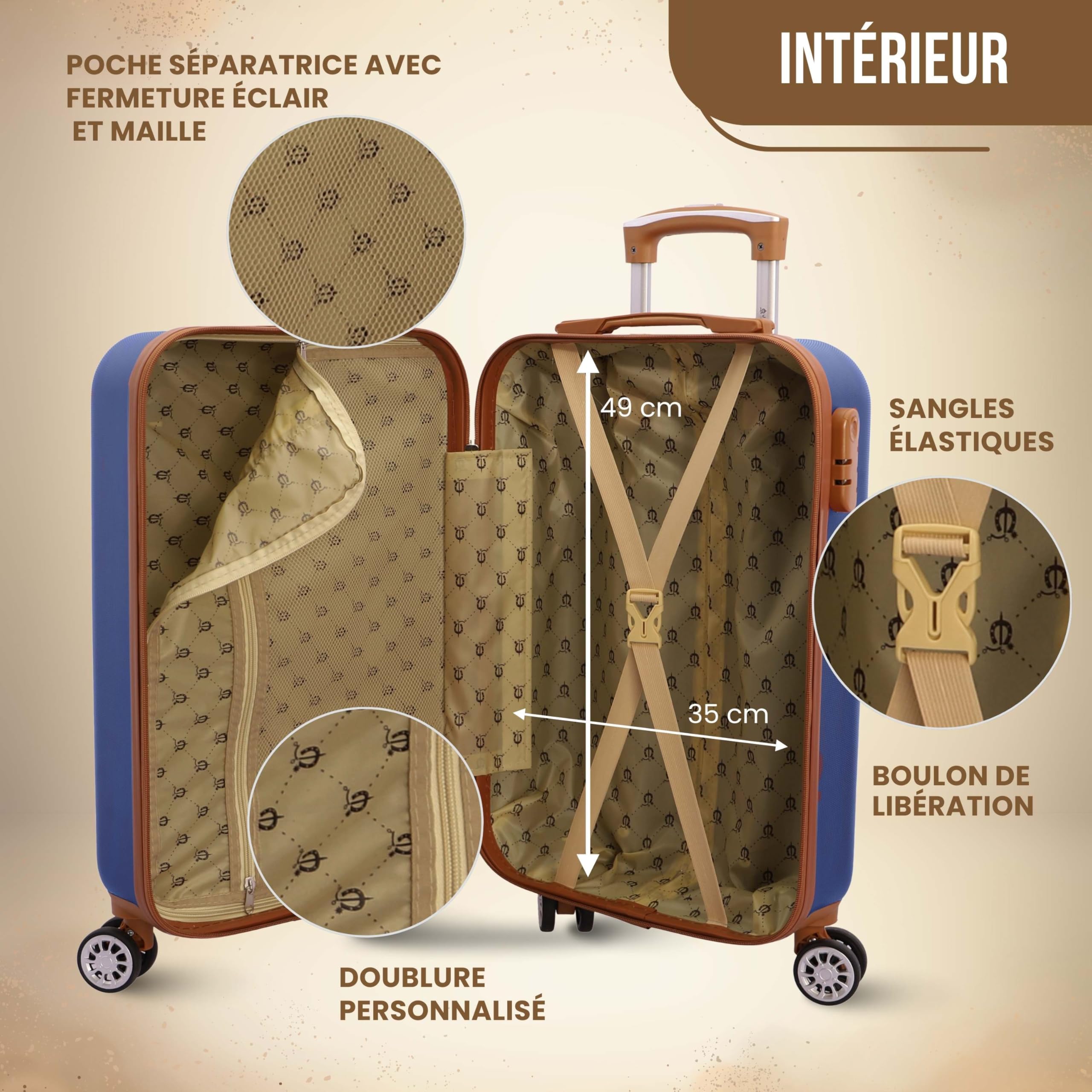 El Caballo - Valigia per cabina rigida 55 x 40 x 20 | bagaglio a mano leggero a 4 ruote 360 º | compatibile con Ryanair, EasyJet e Plus | ideale per week-end, affari o voli brevi