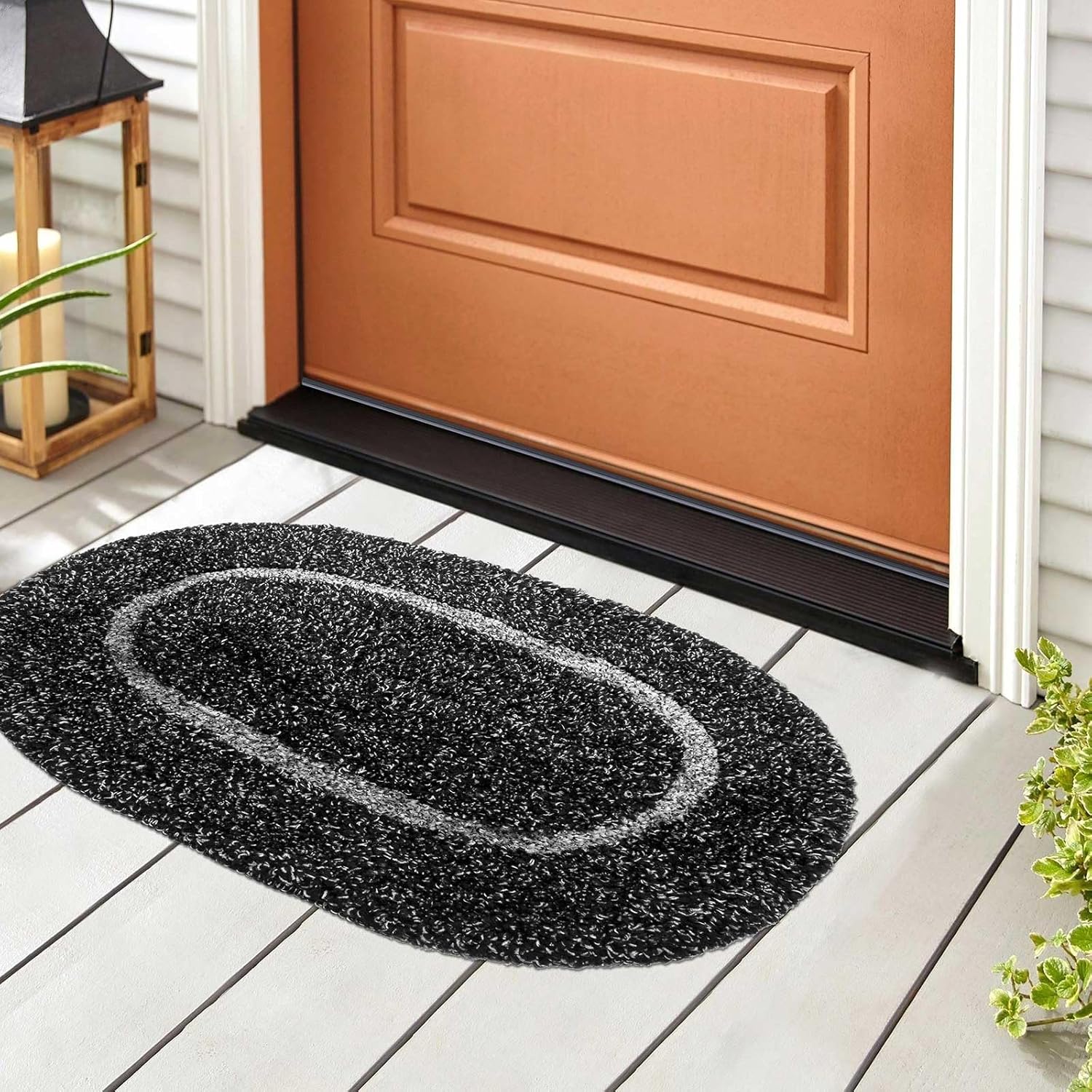 Pushglossy 2 Pcs 32" Double Bubble Kerf Door Sweep 1-3/4" Wide Vinyl Weatherstrip Seal for Exterior Doors, Energy Efficient Draft Stopper, Easy Slide in Installation(Black)