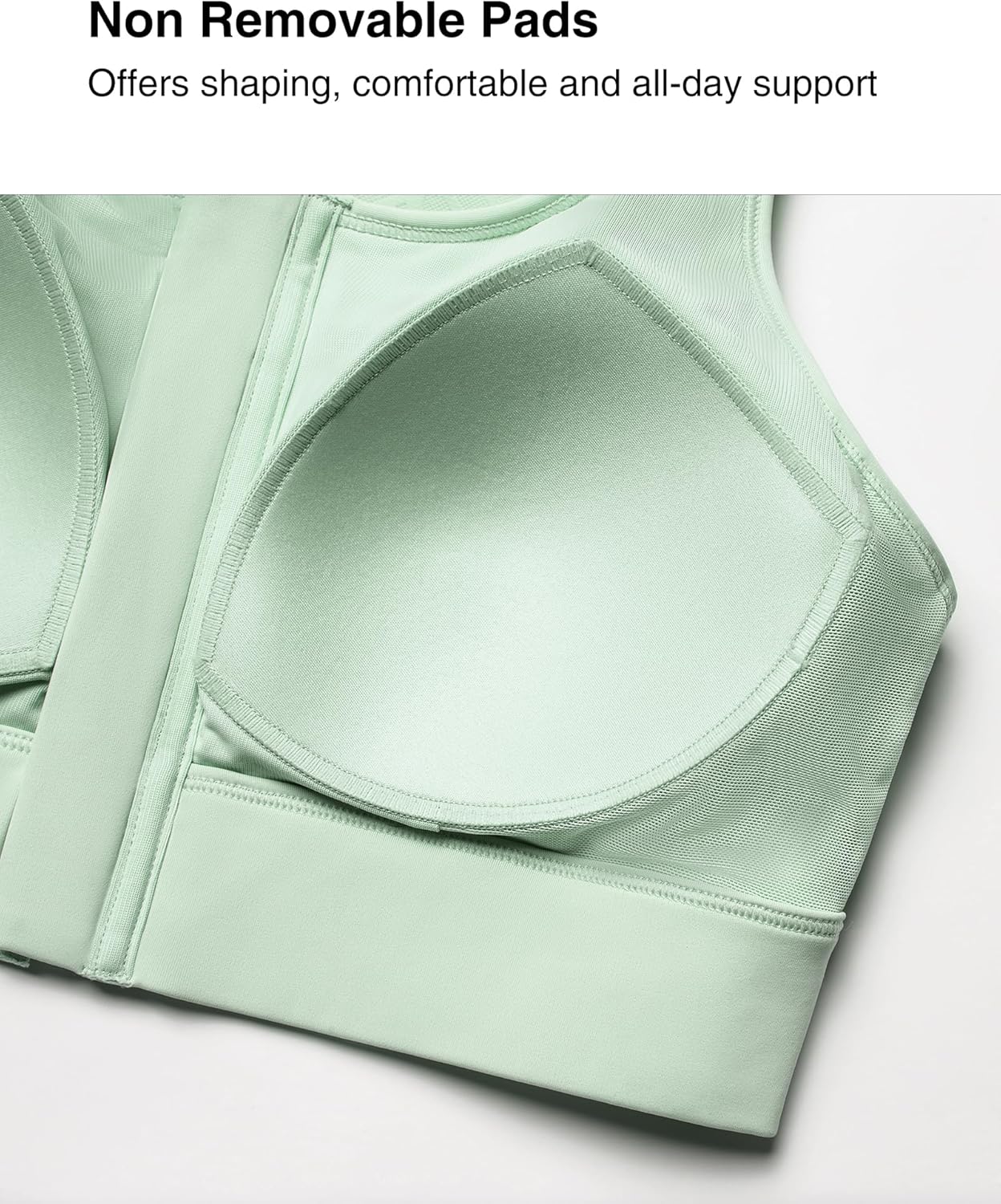 Yvette High Support Sports Bras for Women Zip Front Closure Sports Bra Plus Size Supportive Mold Cups Running Workout - Image 5