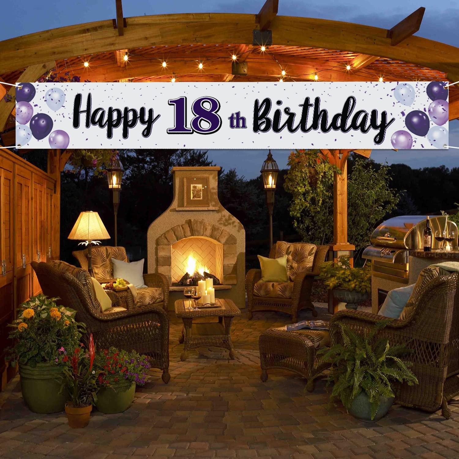 LASKYER Decoración de feliz cumpleaños 18, globo morado 18 grande para colgar, suministros de fiesta de cumpleaños de dieciocho años.