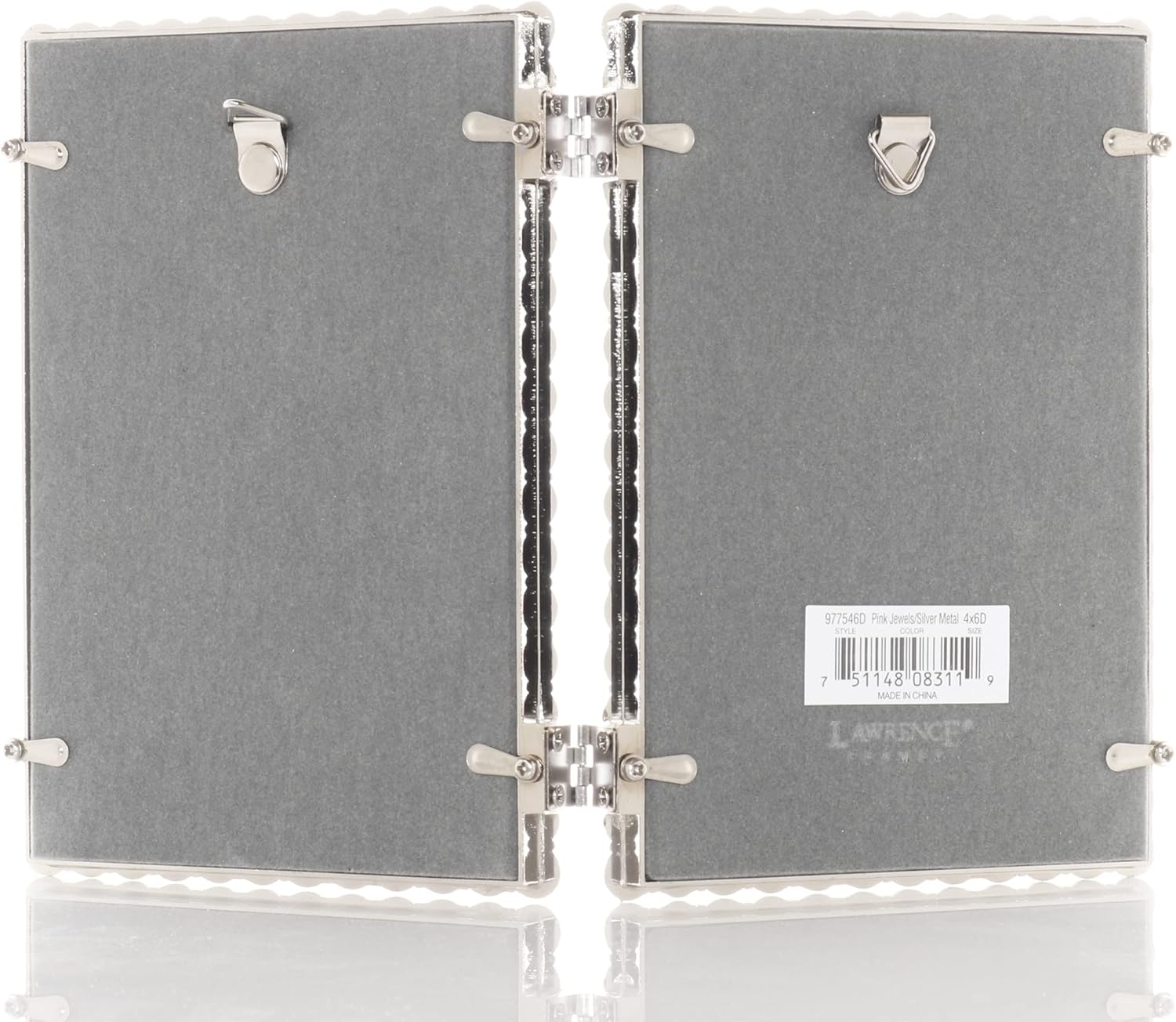 4x6 Silver Metal Sparkle Double Frame - Soft Pink