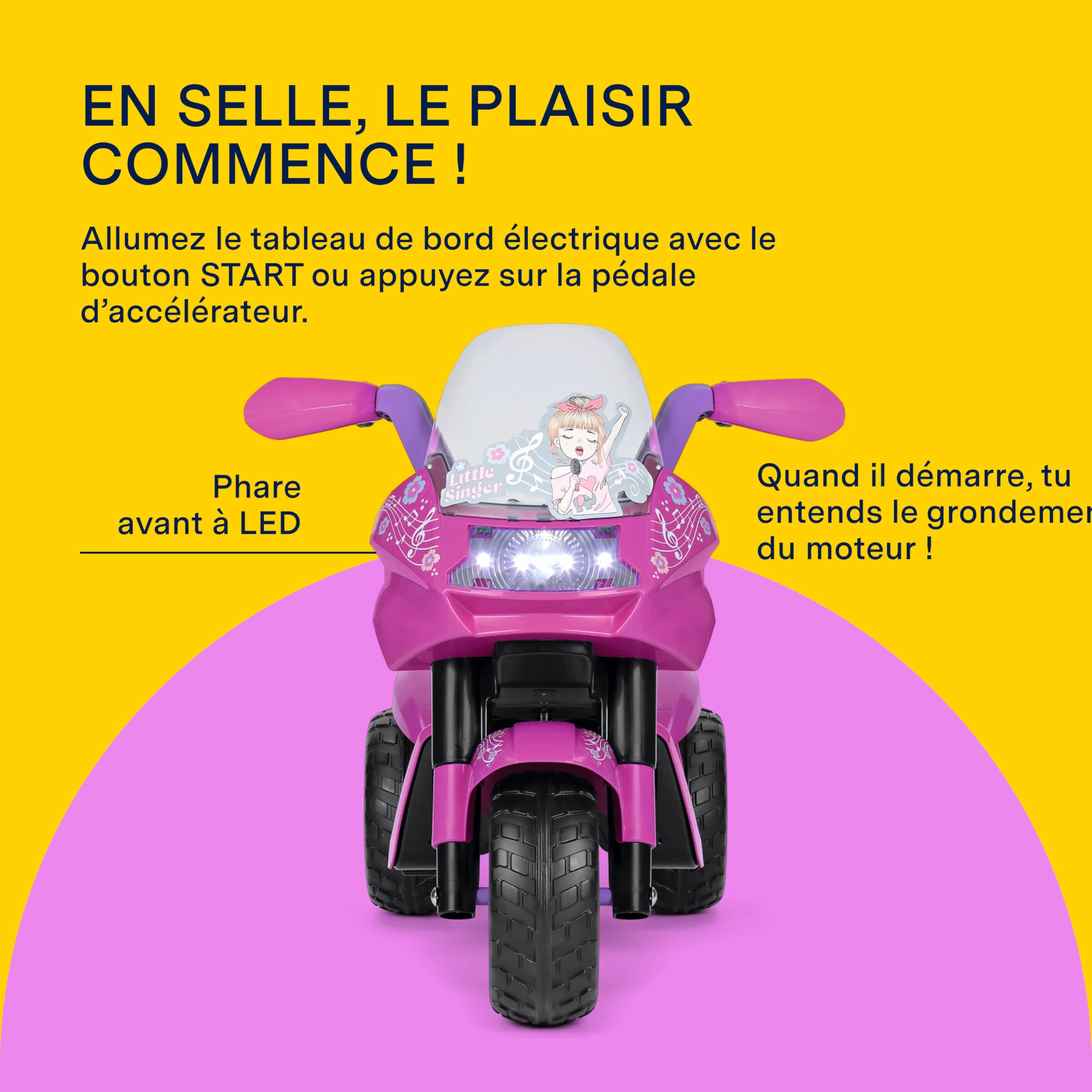 PEG Little Singer, la Moto électrique pour Enfants, Digne d’Une Super Star ! avec lumières et Sons, à partir de 2 Ans, 6V.
