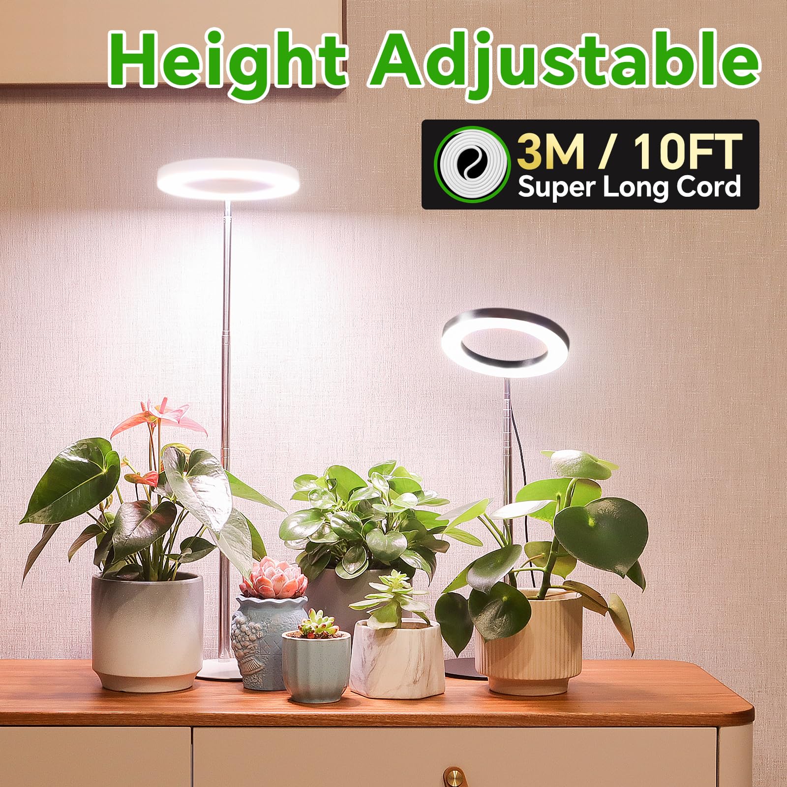 Luce per la coltivazione del computer, luci di coltivazione regolabili in altezza per piante da interno, spettro completo, 3 modalità di illuminazione, luce per coltivazione aureola con