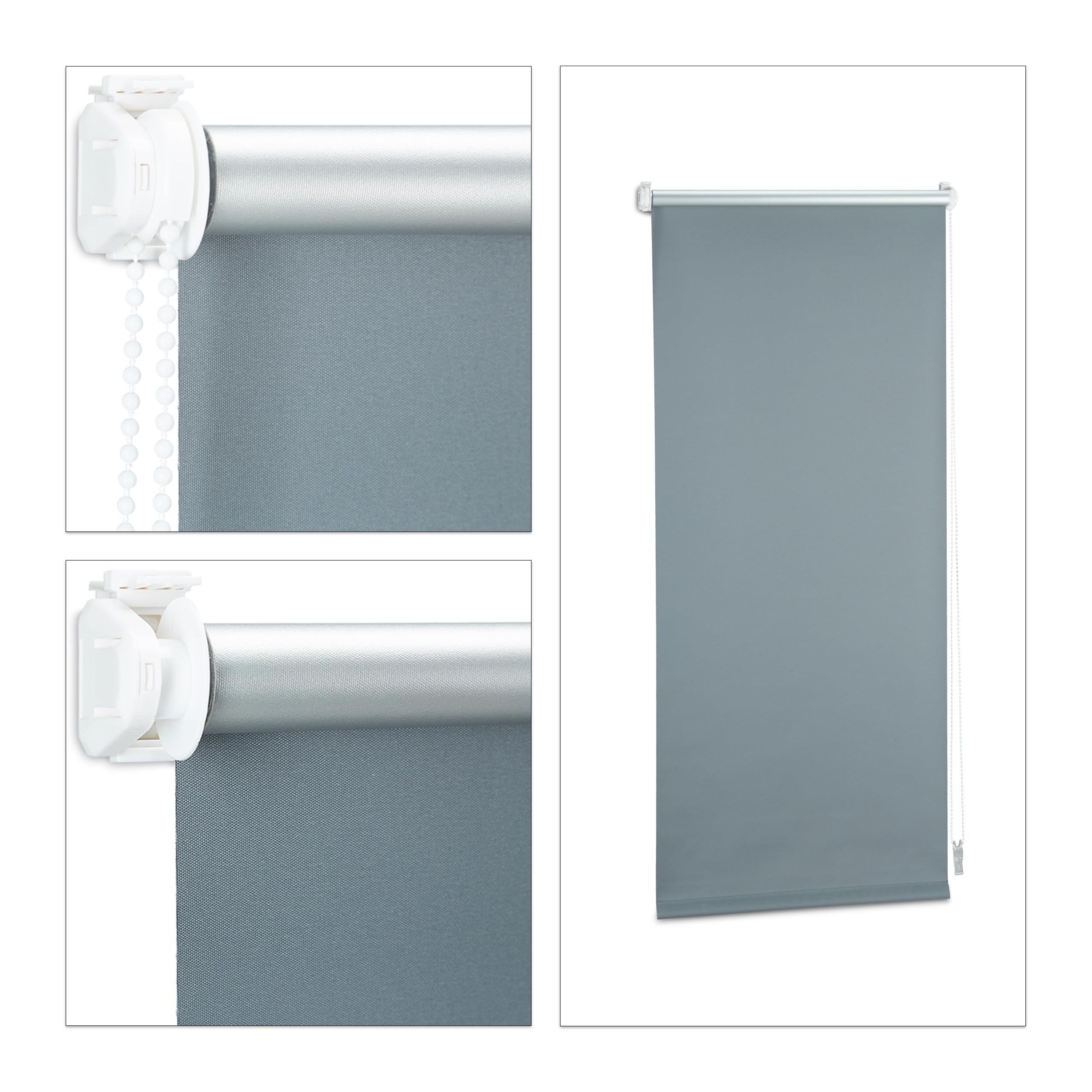 Relaxdays Estor Opaco Térmico, Sin Taladrar, Enrollable, Cadena, 1 Ud, Tela-Aluminio, 80x210 cm, 76 cm Ancho, Gris