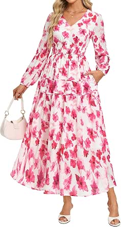 Grace Karin Women's Long Sleeve Floral Maxi Fall Dress
