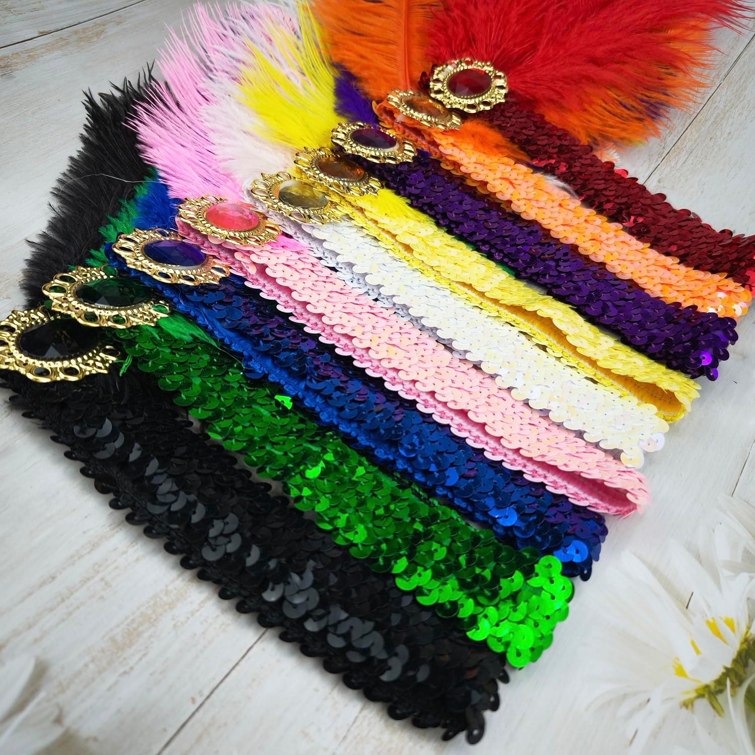 Feather Headpiece Sequins Headbands 1920s Flapper Showgirl Headpieces for Women Girls Carnival Party Accessories - Image 5