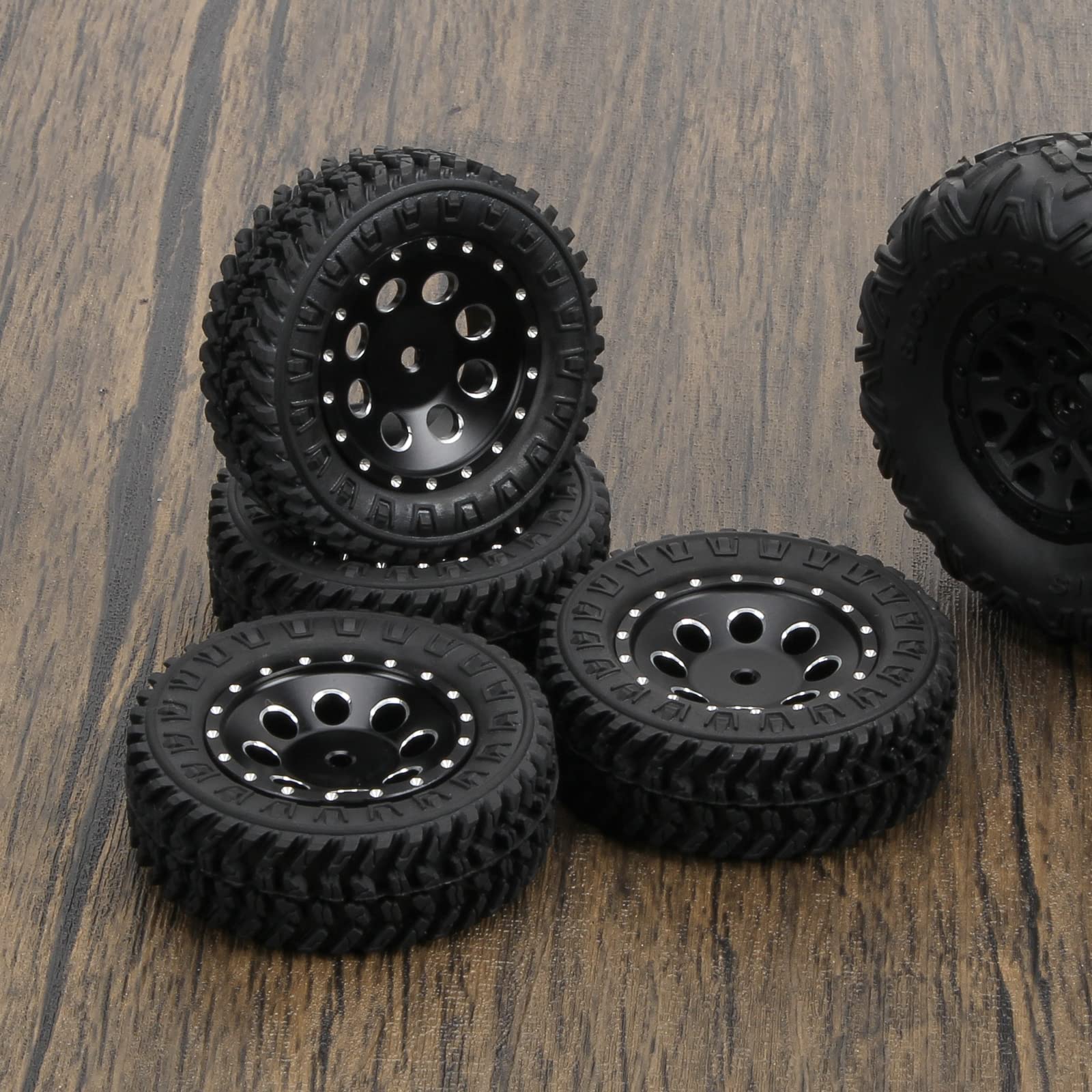 Neumáticos de aluminio Beadlock RC de 1.0 pulgadas para camiones RC 118 124 TRX4M, SCX24, FCX24