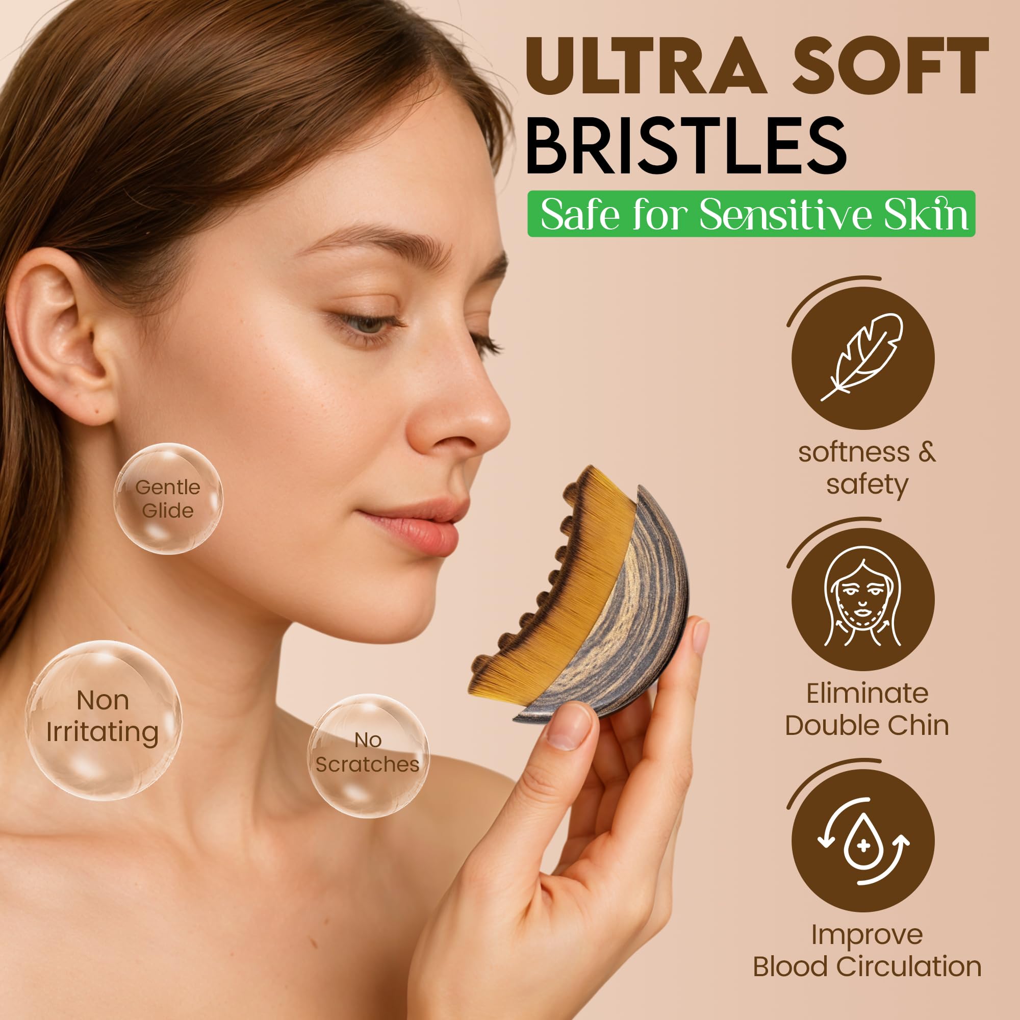 Puur House Facial Dry Brush – Lymphatic Contour Face Brush for Lymph Nodes, Chin & Jawline Sculpting – Face Brush, Contour Brush, Facial Cleansing & Lymphatic Drainage Tool for Glowing Skin 2