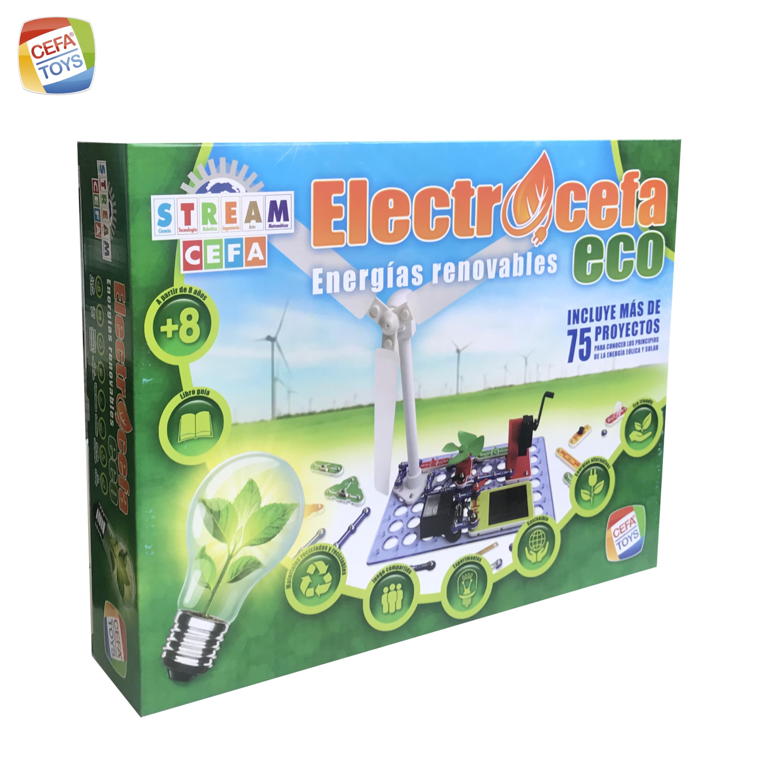 Cefa Toys-Electrocefa Eco, Energias Renovables, 75 proyectos, sostenible. Apto para niños a Partir de 8 años.