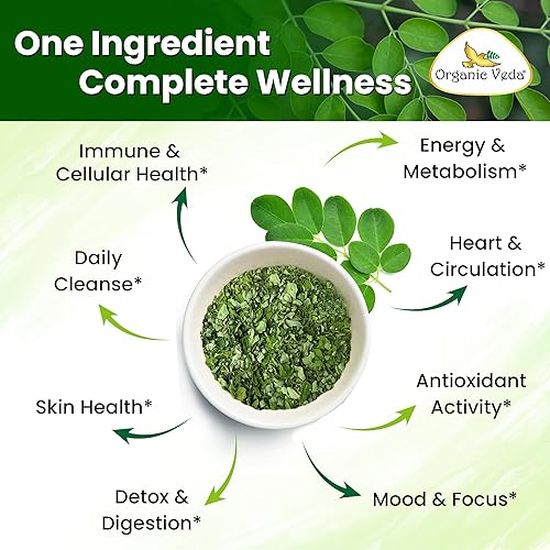 Miniatura 6 de Organic Veda Hojas de Té de Moringa - Verdaderos Antioxidantes Verdes Ricos, Té de Hojas Sueltas de Moringa Oleifera 100% Orgánico de Origen Único