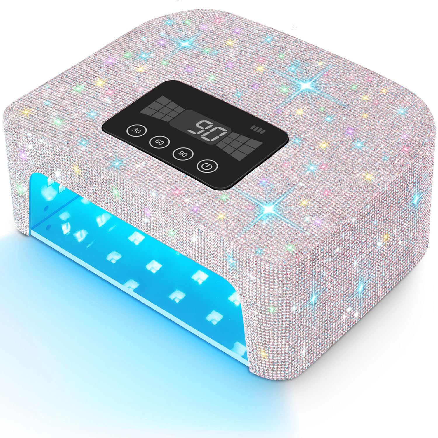 Lampada UV ricaricabile senza fili per unghie in gel, lampada LED per unghie con 4 modalità timer e decorata con strass scintillanti per unghie Diamond per uso domestico/salone, 1pcs