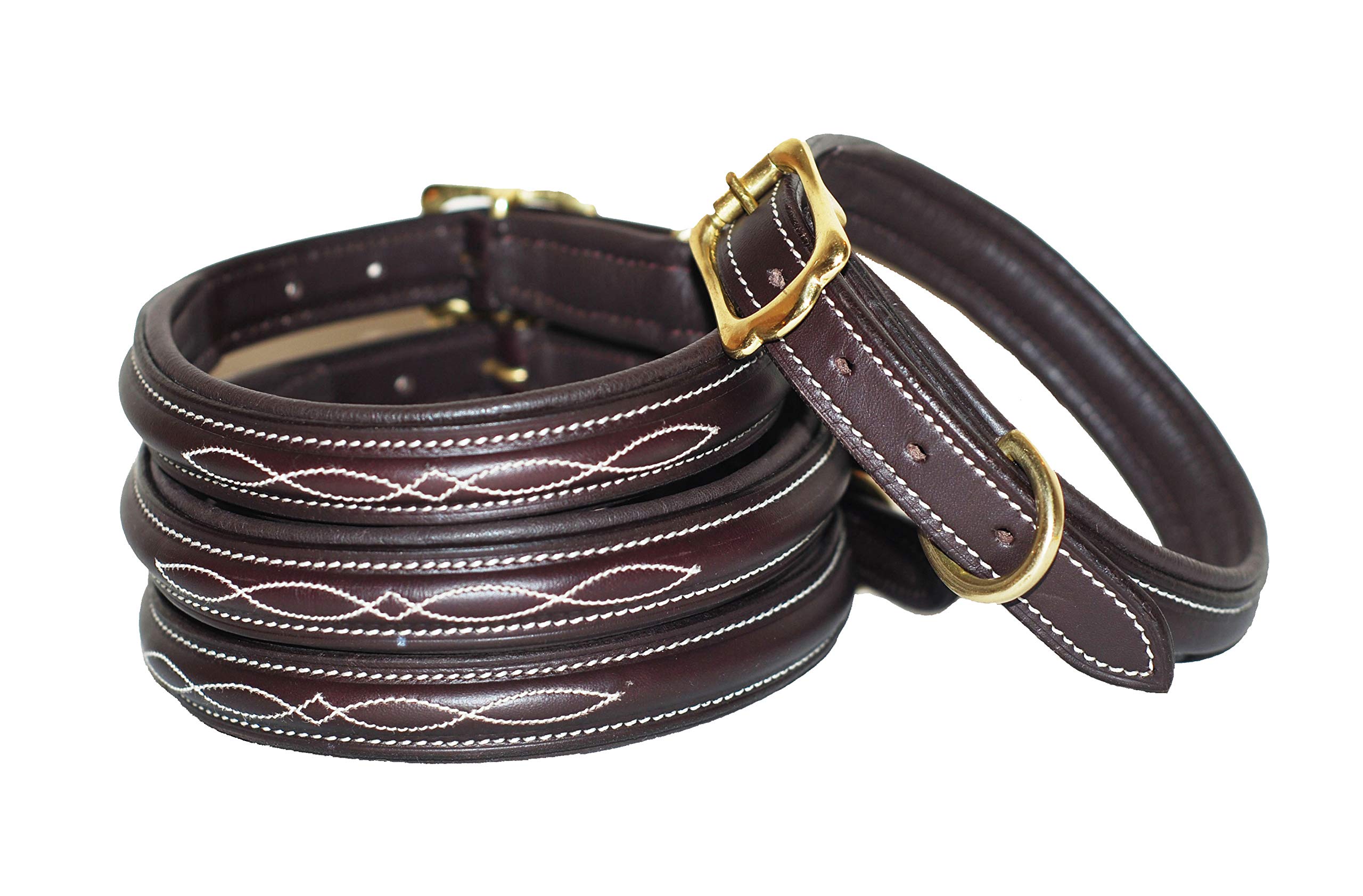 Collier rembourré en cuir pour chien marron contre les irritations du cou et les tractions