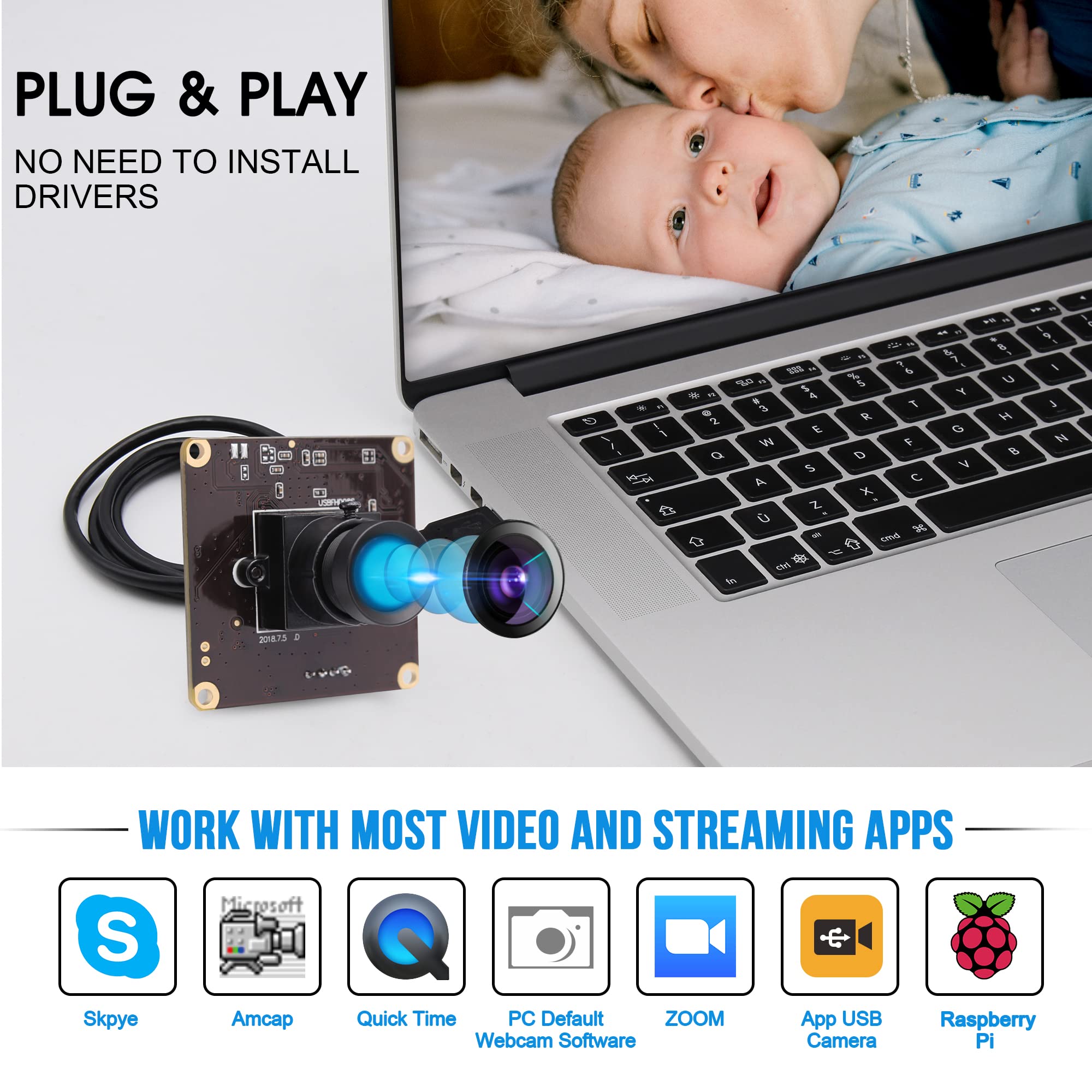 Amazon.co.jp: ELP USBカメラ 260fps 高速ウェブカメラ 110度広角 歪み