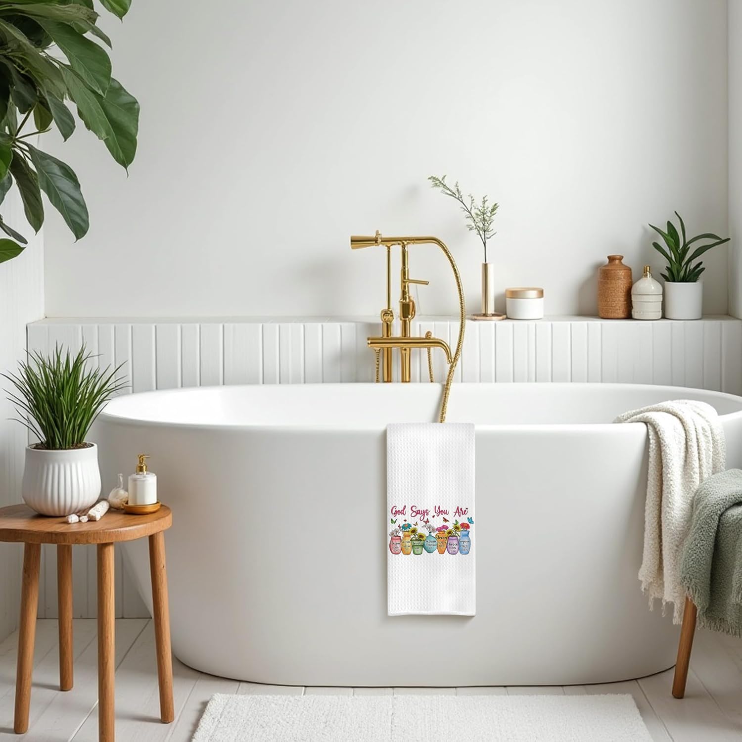 Christian Butterfly Floral Kitchen Towels, God Says You are Bible Verse Dish Tea Towels, Christian Gifts for Women Faith Decorative Hand Towel for Bathroom Kitchen, 16x24 Inch - Image 4