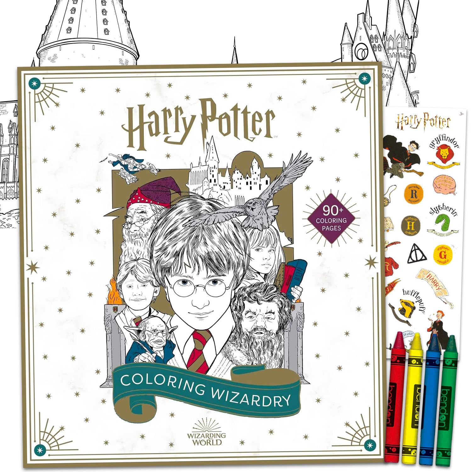 Harry Potter Coloring Book Set for Kids - Bundle of 1 Harry Potter Activity Book, Stickers, and More | Hogwarts Coloring Books for Boys, Girls
