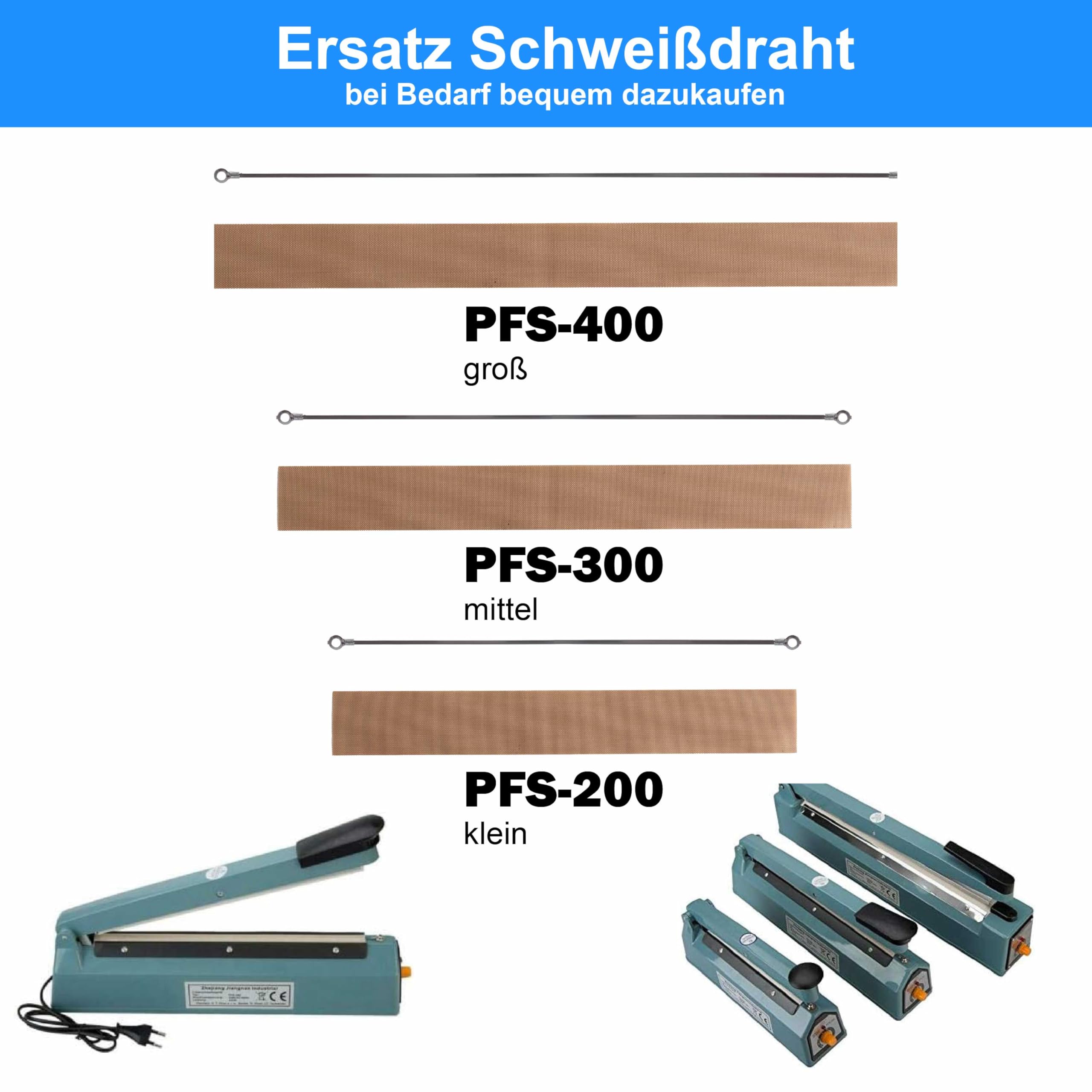 Impuls Folienschweißgerät von 2-3mm Balkenschweißgerät in 3 Größen auswählbar (PFS-400)