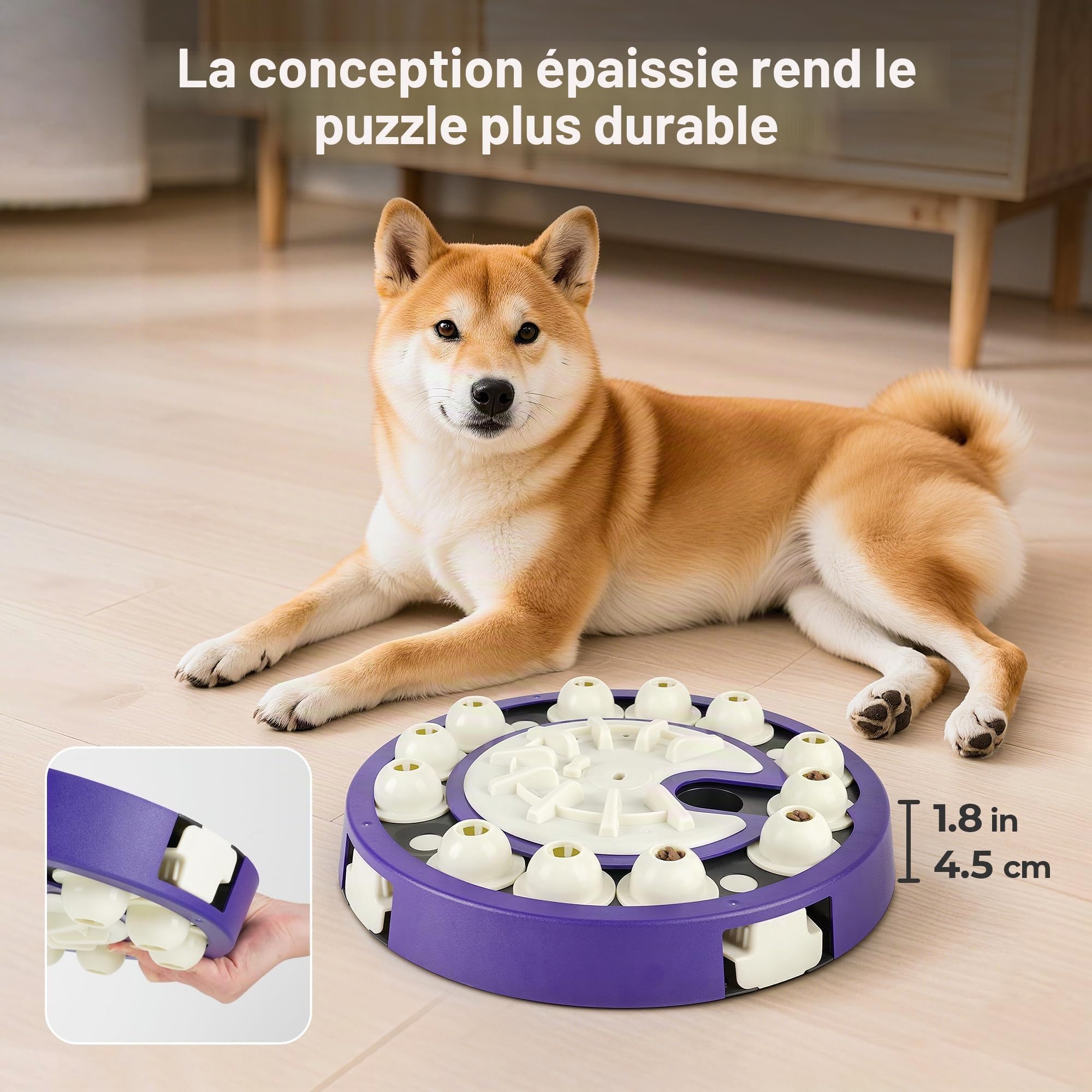LACCEN Jouet puzzle interactif 3 en 1 pour chien pour l'ennui, distribution de friandises lente, stimulation mentale cérébrale, jeux pour chiens intelligents de petite, moyenne et grande taille