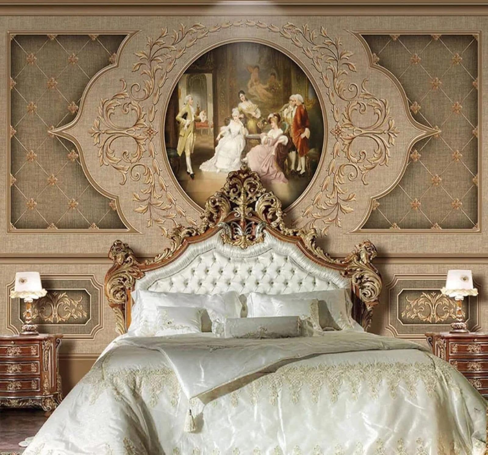 Xlming 350Cm×256Cm(B×H) Retro Three Dimensional People Patterns Art 3D Wallpaper Luxury Home Dining Decor Paste Sofa Living Room The Wall For Bedroom Mural-350Cm×256Cm