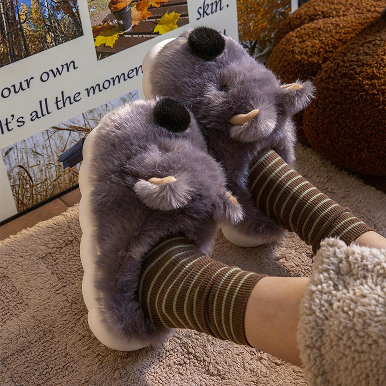 Pantofole Le Pantofole di Cotone Portano Pantofole da Casa Pantofole Calde Peluche Pannelli per Donne per Donne-grigio-42-43