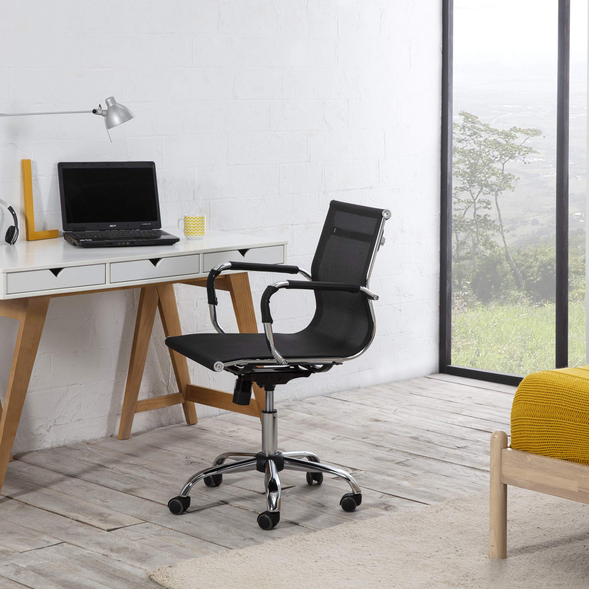 VS Venta-stock Sillón de Oficina Oxford reclinable, Tejido Transpirable, Silla ejecutiva con reposabrazos, Altura Ajustable