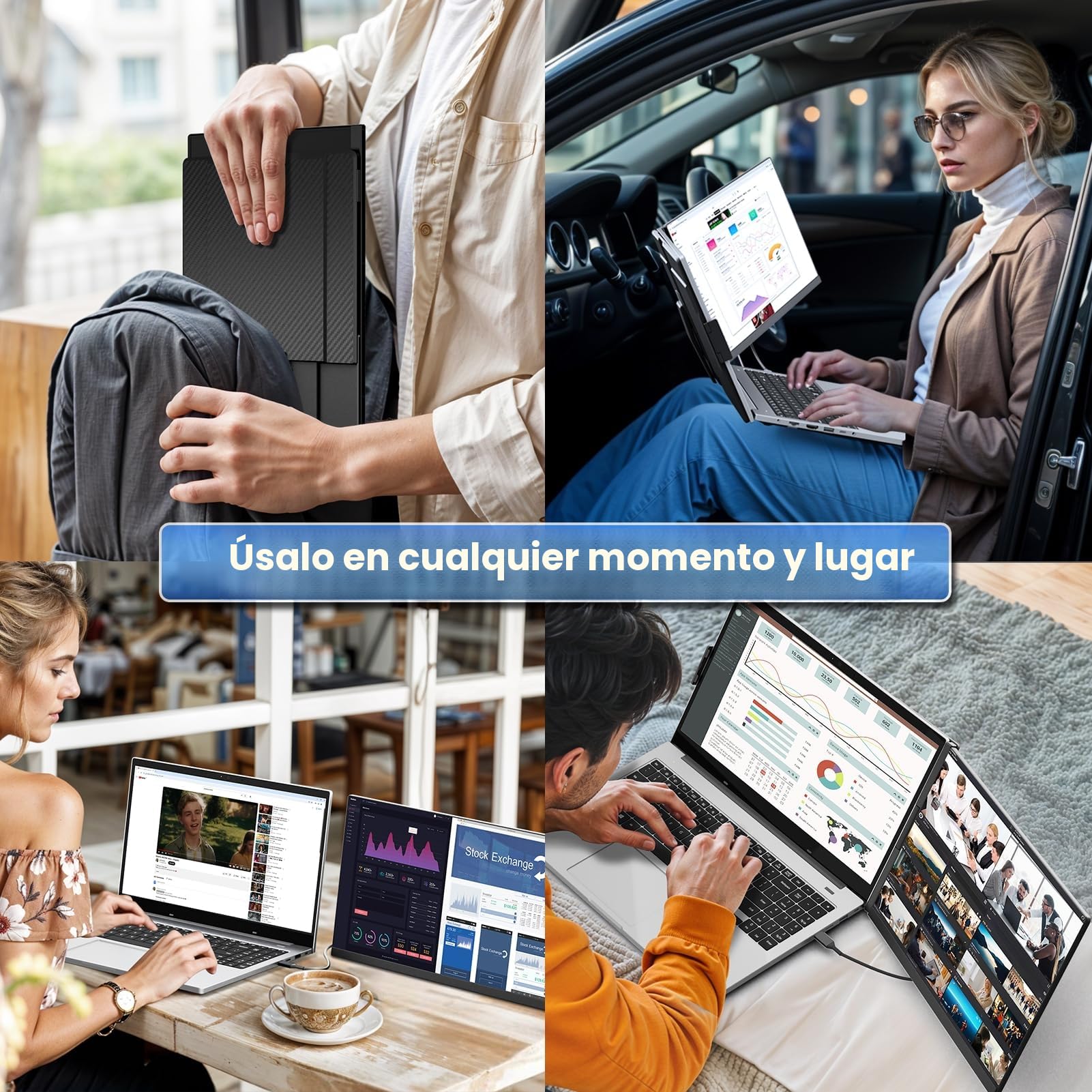 KEFEYA 15.6" Monitor Portatil para Todos Tamaños de Laptops 120% sRGB Pantalla Portati Desmontable Extensor Laptop Screen Extender Plug-Play Pantalla Portatil para Windows, Mac, Android