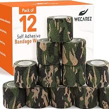 Self Adhesive Bandage Wrap 2 Inch x 5 Yards Pack of 12 Camouflage Cohesive Bandage, Non-Woven Vet Wrap for Dogs and Pets Breathable Elastic Bandage Wrap for Ankles & Joint Sprains