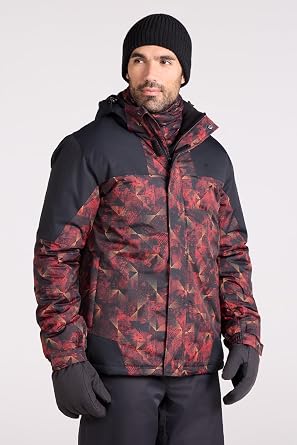 Mountain Warehouse Shadow Mens Printed Ski Jacket - Snowproof, Extra Warmth, Fleece Lined, Adjustable Hem, Cuff & Hood - Ideal Warm Clothing for Holidays