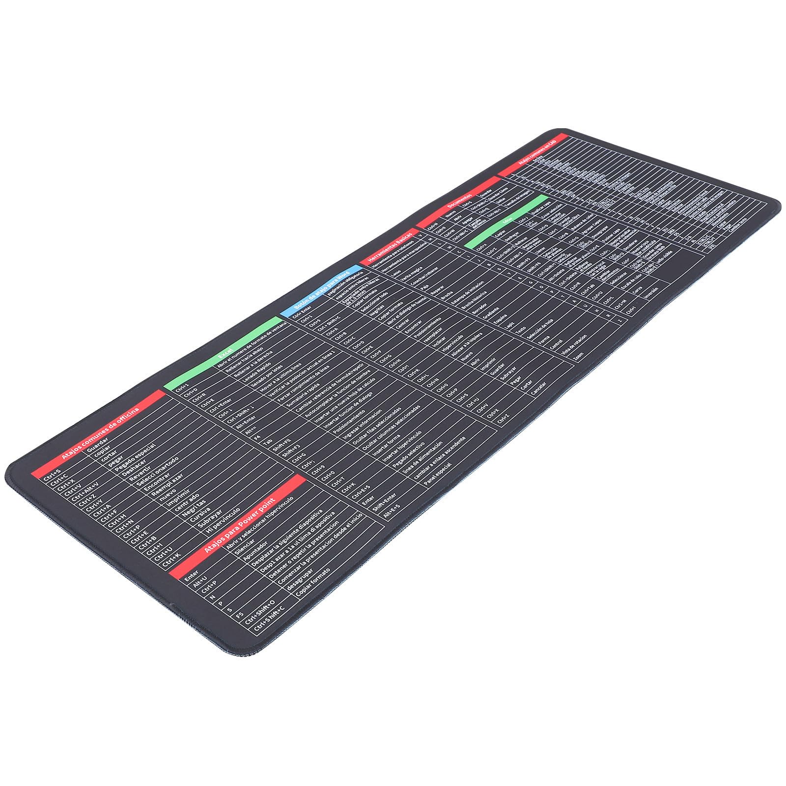 Vaguelly Alfombrilla de Ratón Grande Multifuncional 300x800x3mm Atajos de Teclado para Oficina y Gaming en Goma y Tela