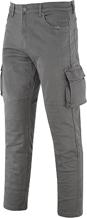 Mens Motorcycle Cargo Pants Protective Aramid Lining Motorbike Riding Hip and Knee Armour Jeans Black