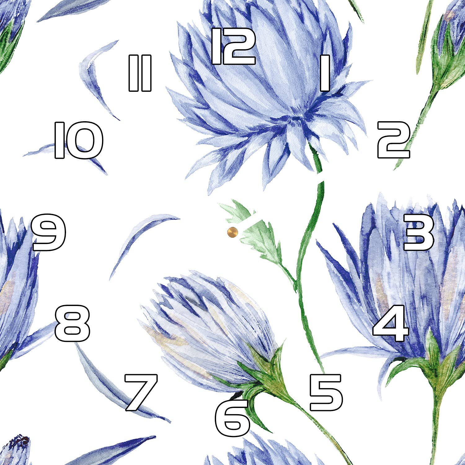 Horloge murale en verre carre 30x30 cm decoration fleur design contemporain