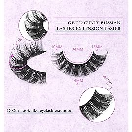 False Eyelashes Russian Strip Lashes Volume Fake Eyelashes Extension D-Curly Wispy Handmade Soft Reusable 14 Pairs Lashes Pack