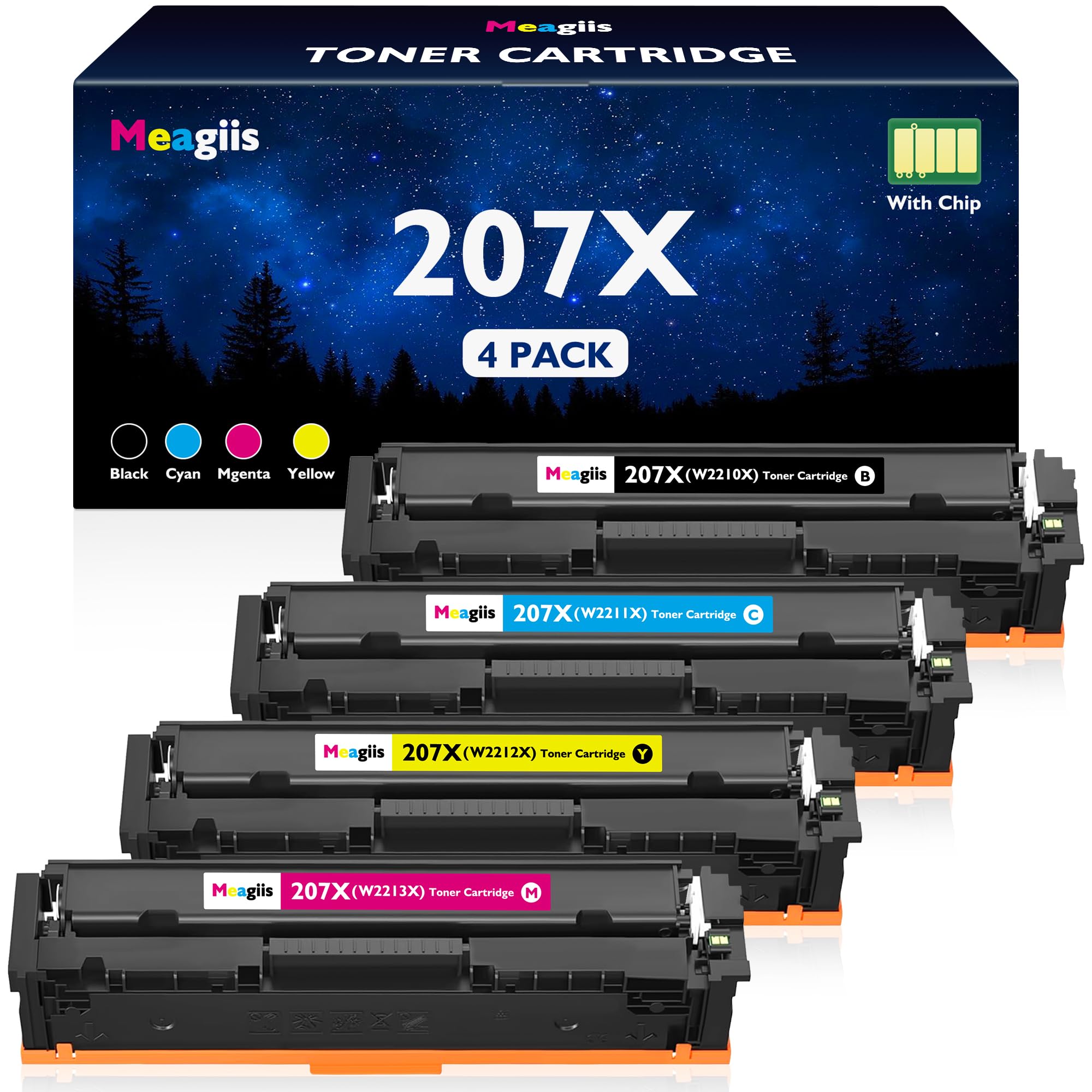 207X Toner Compatibles pour HP 207X 207A (avec Puce, Lot de 4)