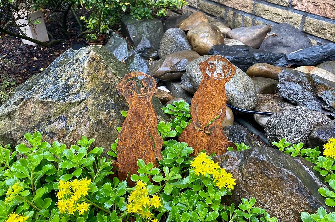 Erdmännchen Gartenstecker Aus Rost - 3er Set, 2 Mm Stark, Made In Germany, Für Beet & Balkon