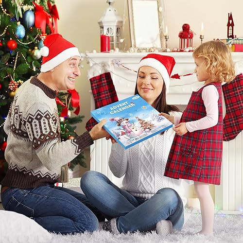 Miniatura 8 de Calendario de Adviento 2025, calendario de cuenta regresiva de Navidad de 24 días con pulsera, collar, anillo y bonito dije único de dibujos