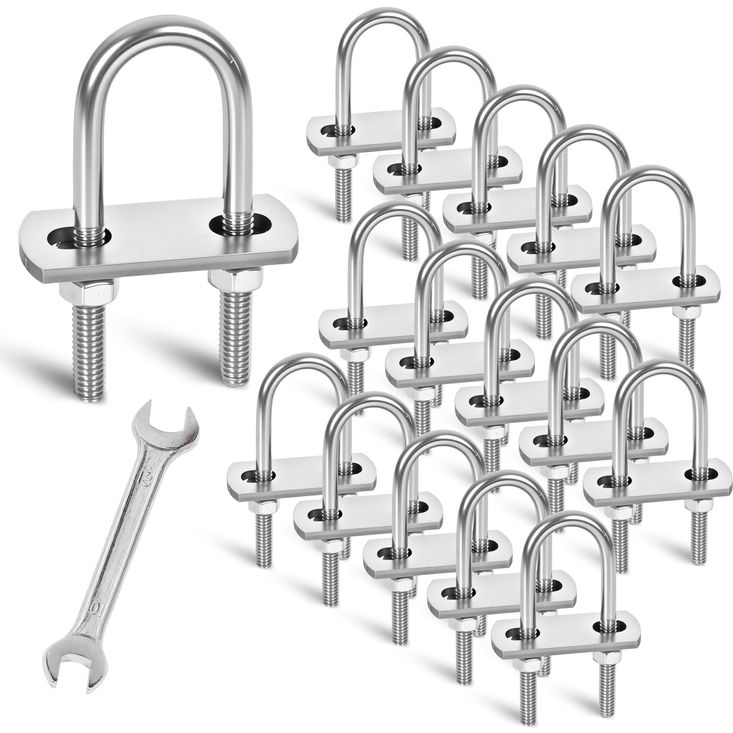 M8 U-Bolts - 4 Sets Stainless Steel -24