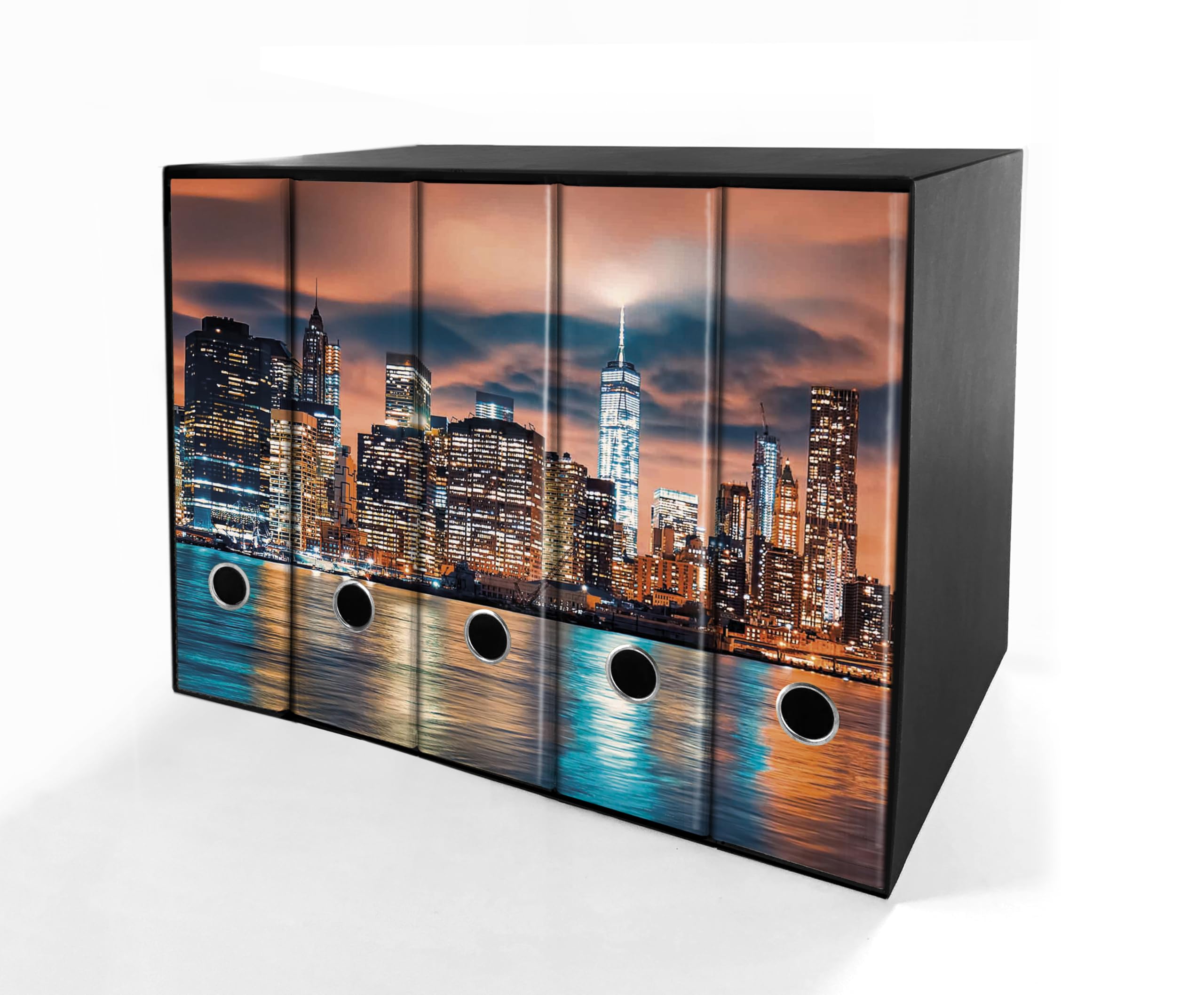 Set da 5 raccoglitori ad anelli - NEW YORK (H31 cm con 4 anelli) Multicolore