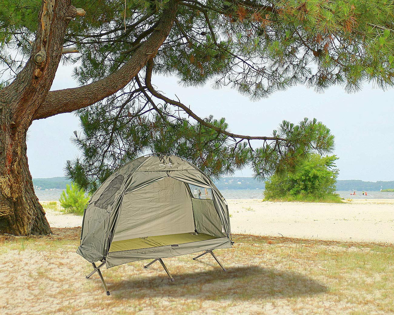 Semptec Urban Survival Technology Liegezelt: 2in1-Zelt mit Alu-Feldbett, 1200 mm Wassersäule, 193 x 78 x 160 cm (Bettzelt, Schlafzelt, Angel)