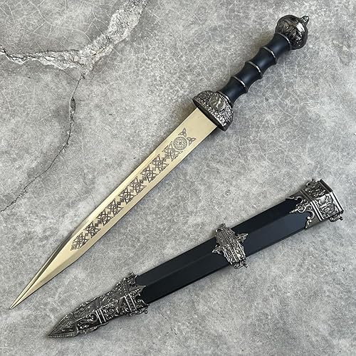 Vista 4 de Espada romana de Gladius occidental de 17 pulgadas, estilo corto de acero negro