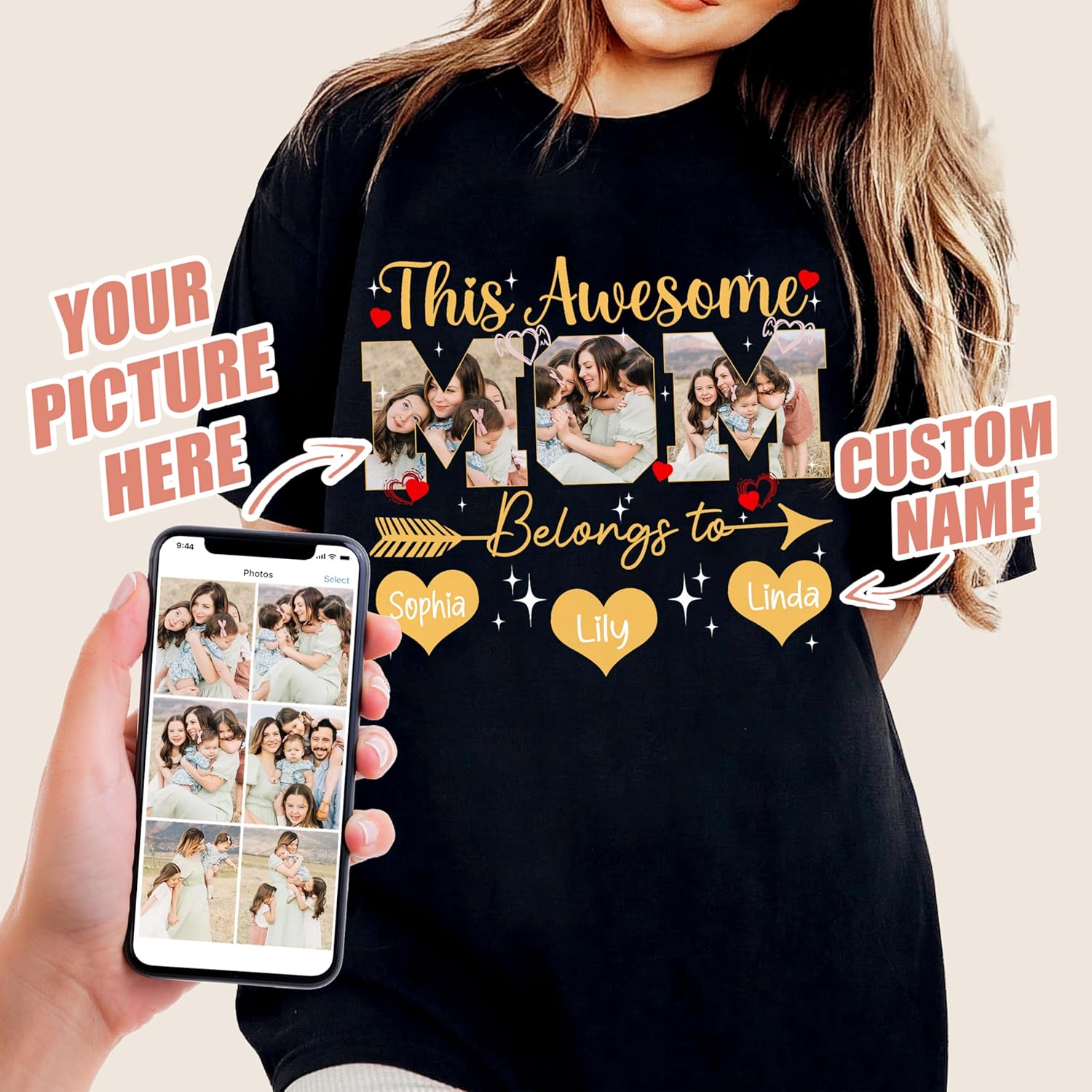 JIX & JOKY Custom T Shirts with Picture Custom Fathers Day Shirt for Dad Photo Tshirt with Face Customize Shirt for Men - Image 2