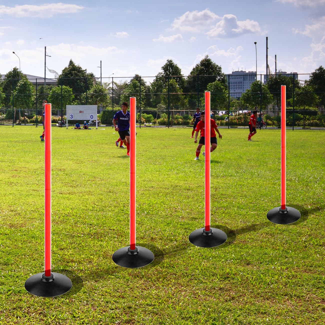 Orange Soccer Agility-Stöcke-Set, abnehmbare Sport-Stöcke, Trainingsstöcke, Slalom-Stöcke mit Gummi-Basis, Sportausrüstung