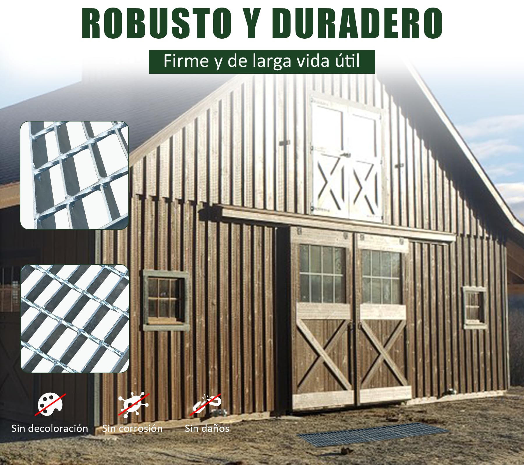 Rejilla de 1000 x 300 x 30 mm, galvanizada, B125, rejilla estándar de construcción, rejilla de acero galvanizado en caliente para canalones de drenaje y calzadas, garaje, escaleras de