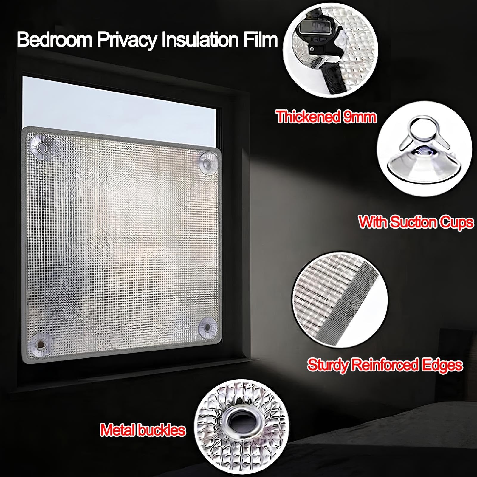 9MM Isolamento Termico Pellicola Oscurante Per Finestre In Alluminio | Privacy Pannello Riflettente Anti-calore Per Camper E Lucernario Con Ventose Riutilizzabile(115x145cm)