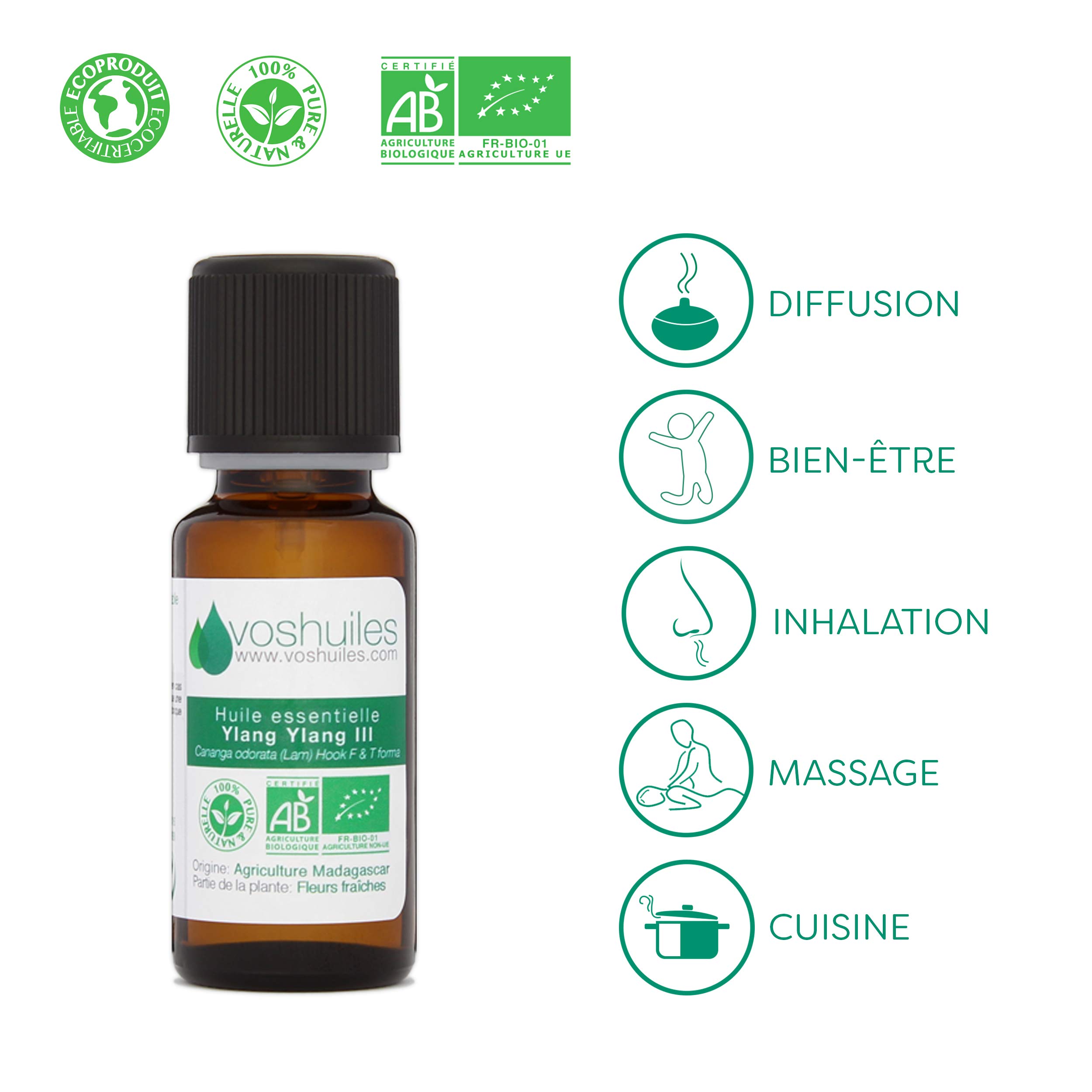 VOSHUILES - Olio Essenziale di Ylang Ylang III Bio - 60ml