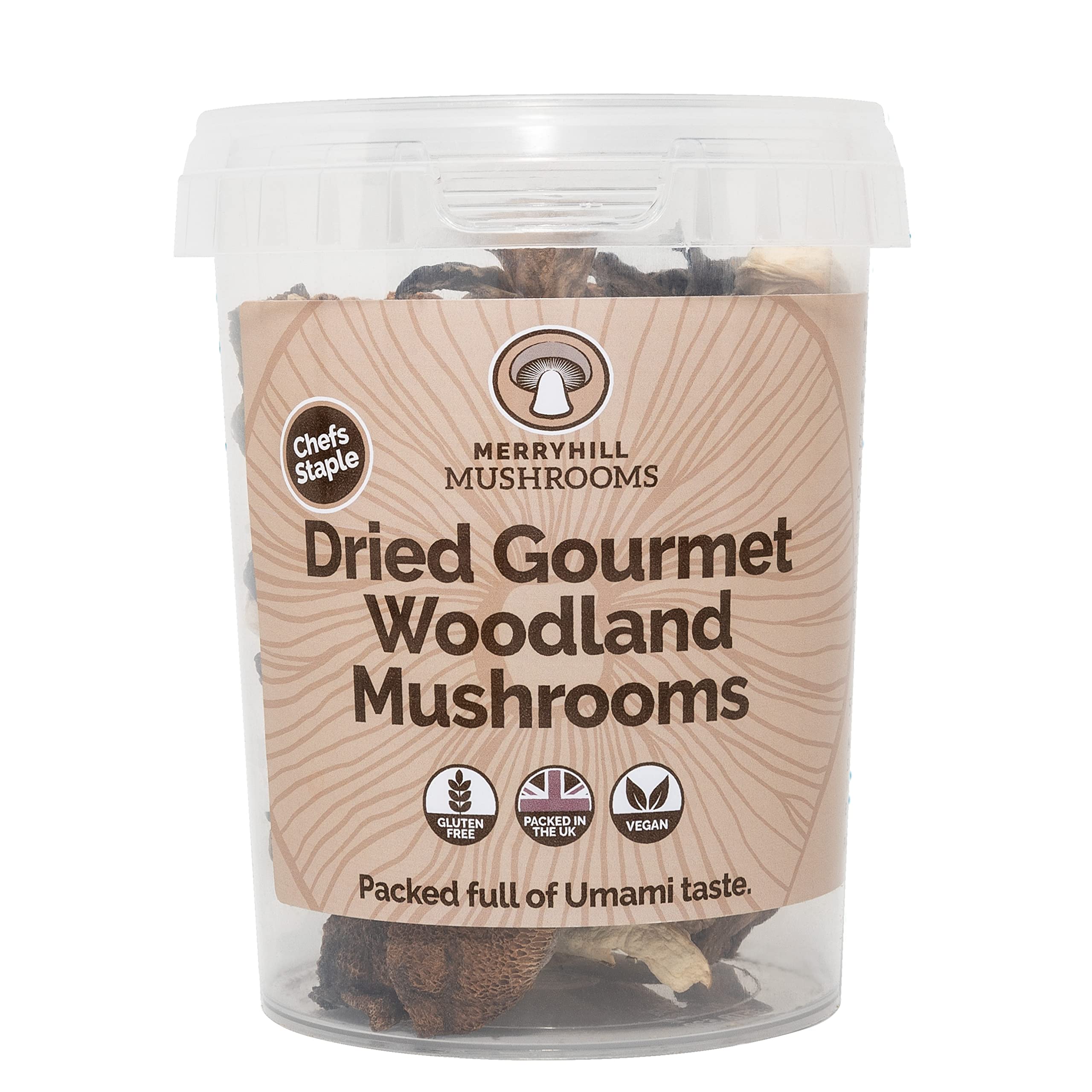 Dried Gourmet Woodland Mushrooms (Porcini Mushrooms, Slippery Jack Mushrooms, Oyster Mushrooms and Black Trumpet Mushrooms) (35g)