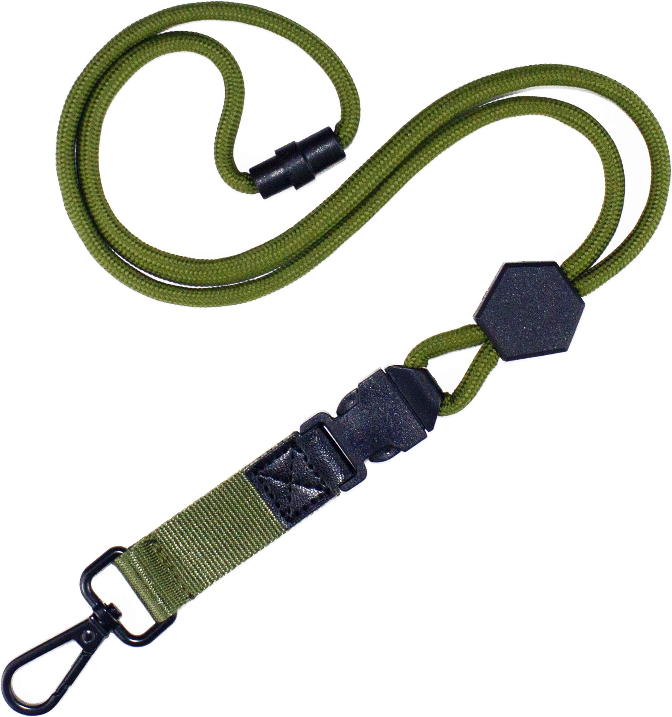YOYOGO Durable Round Cord Lanyard with Metal Hook,Breakaway Buckle,Safety Breakaway for ID Card Holder in Office or Keys (Army Green)