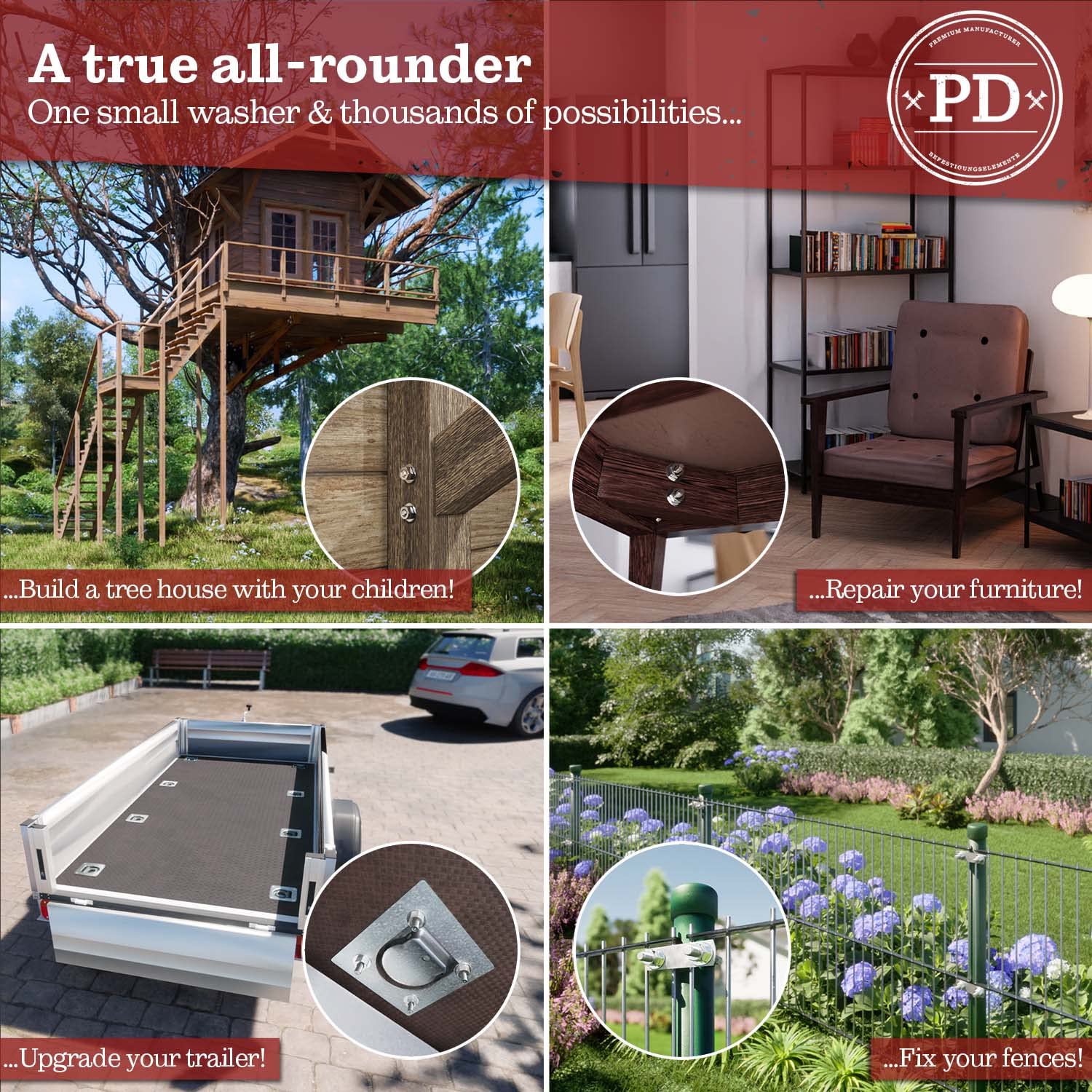 PD® Arandelas M12 de Acero Inoxidable A2 V2A (DIN 9021 / ISO 7093) | Calas de Gran Diámetro Exterior | 50 Piezas