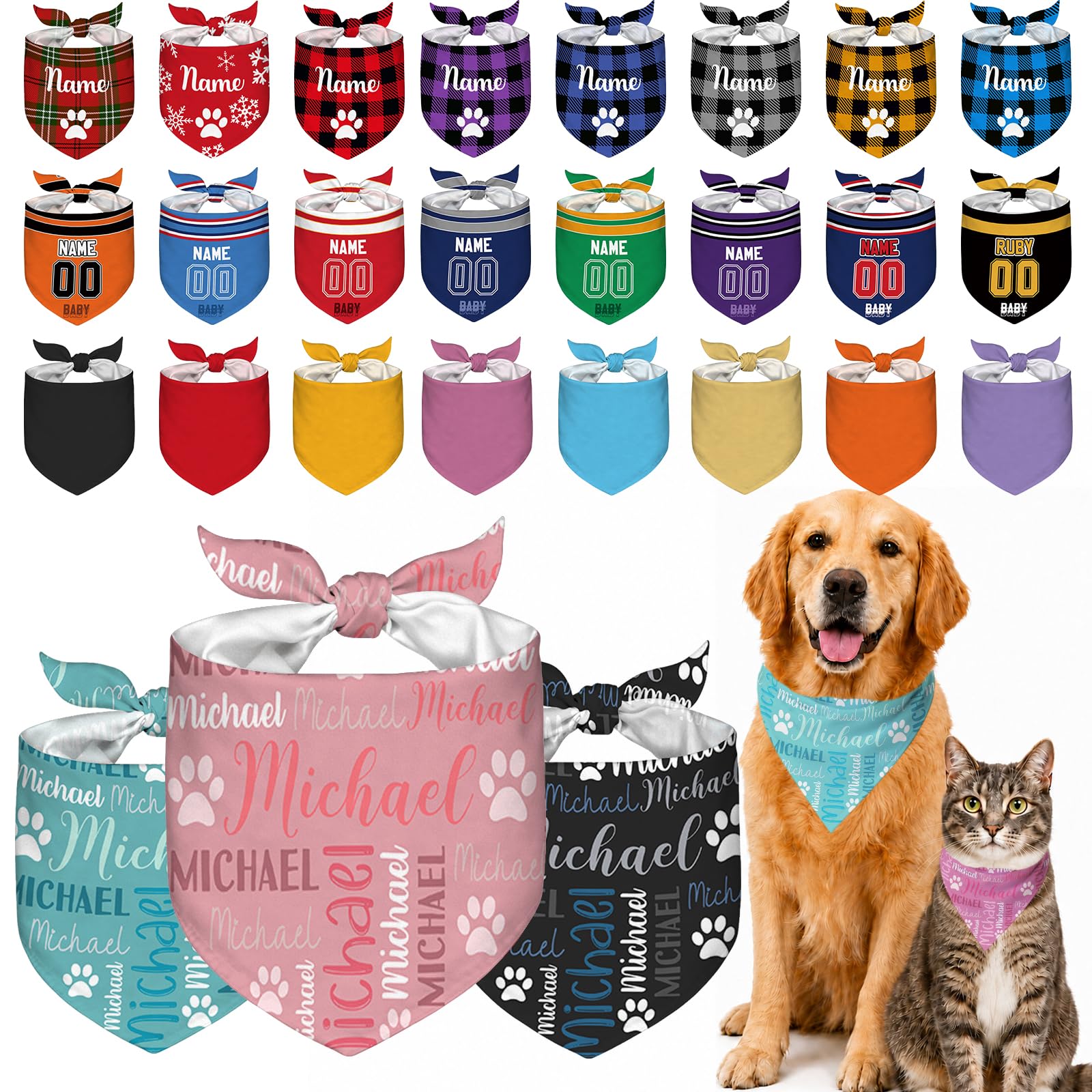 Custom Dog Bandana Personalised Dog Bandanas with Name Logo Pet Scarf Bibs