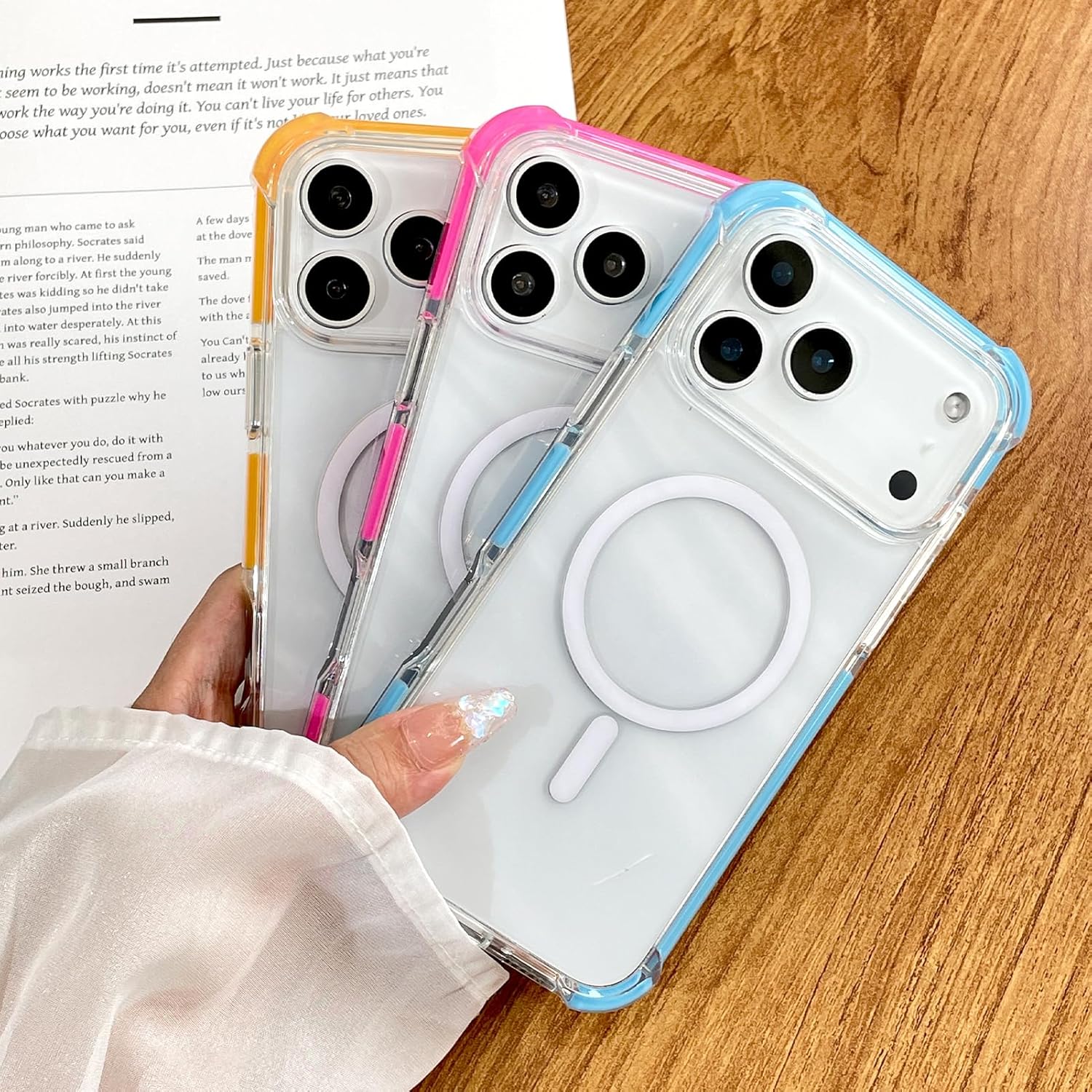 SAKUULO Magnetic Case for iPhone 17 Pro Max Compatible with Magsafe, Slim Anti-Slip Military Shockproof Protective Bumper Clear Cover 6.9 Inch for Women Men, Blue